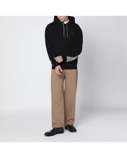 Burberry Black Sweatshirt With Checkpattern Inserts for men