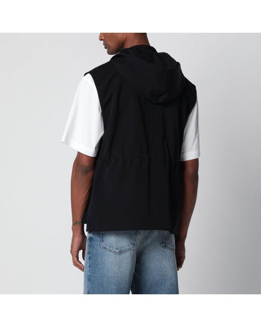 Auralee Black Wool Canvas Gilet With Drawstring for men