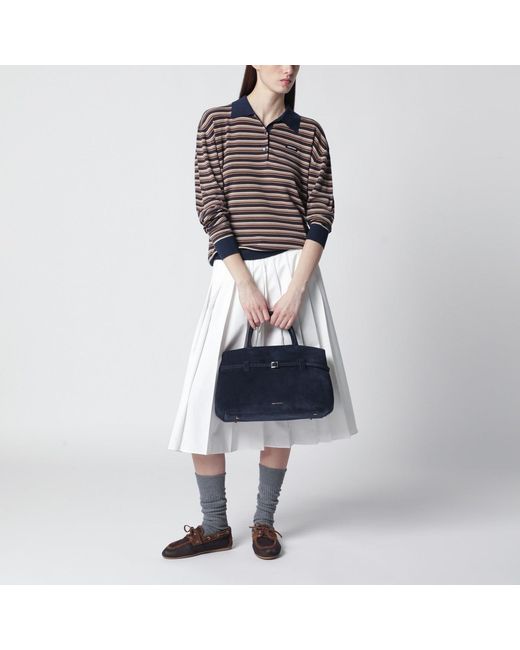 MANU Atelier Blue Le Cambon 35 Dark Suede Bag