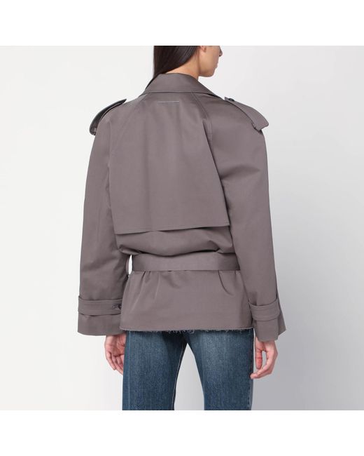 MM6 by Maison Martin Margiela Gray Short Double-Breasted Trench Coat