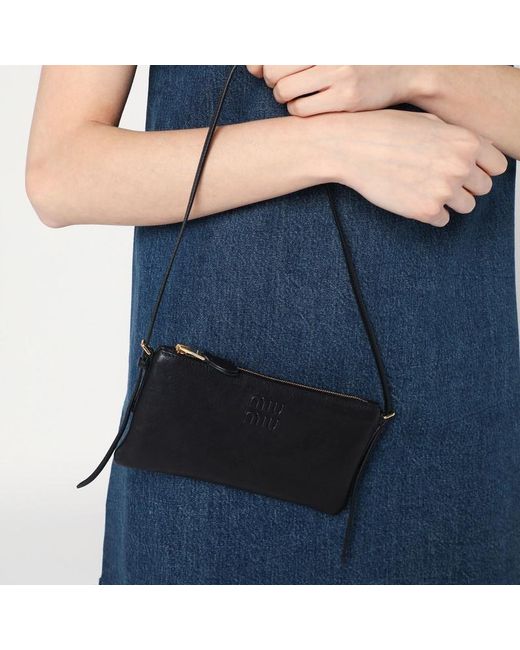Mini Pochette Noire En Nappa Miu Miu en coloris Black