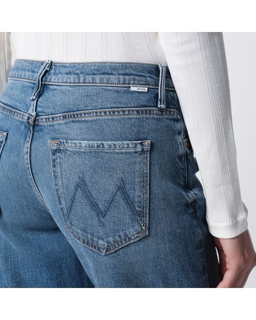 Mother Blue Mid Rise Maven Flood Jeans