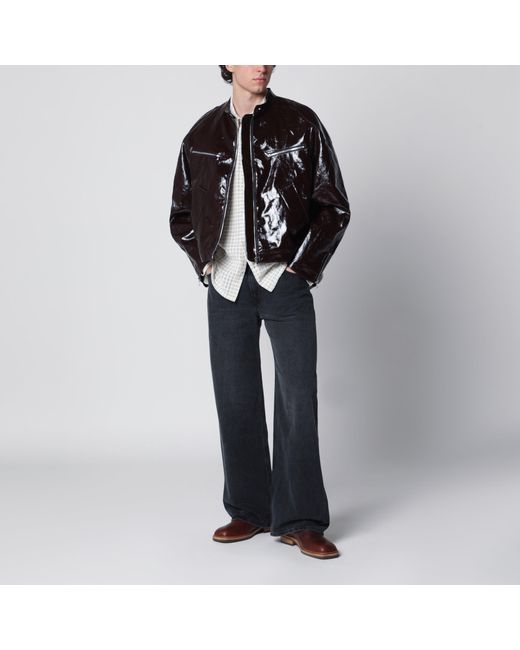 Séfr Black Ristretto Racer Coated Linen Jacket for men