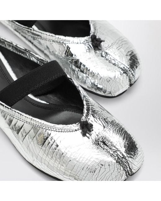 Maison Margiela White Mule Tabi Broken Mirror Silver