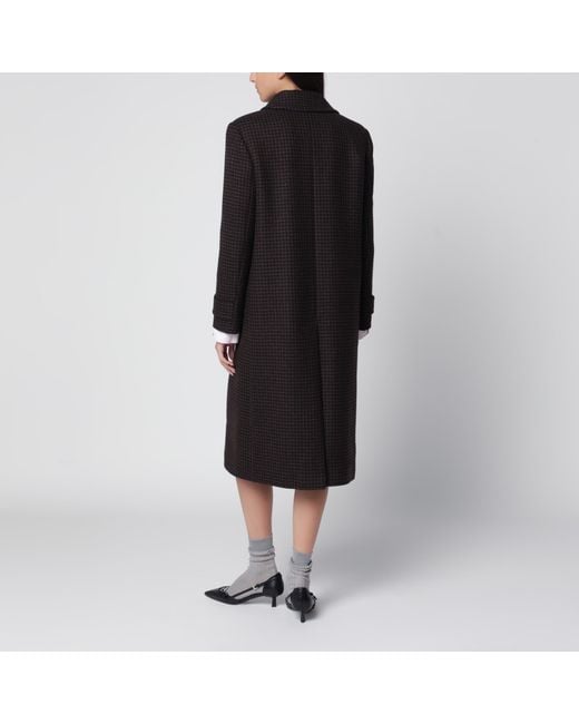 Tagliatore Black Single-Breasted/ Houndstooth Wool Coat