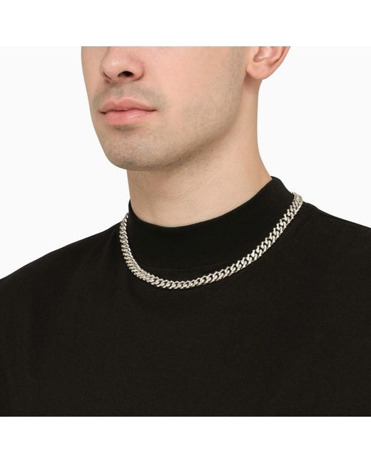 Emanuele Bicocchi Metallic 925 Chain Necklace With Crystals for men