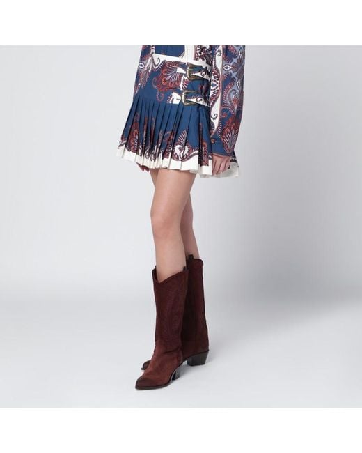 Mini-Jupe Plissée Bleu Intense Et Sable À Imprimé Arabesques Farm Rio en coloris Blue