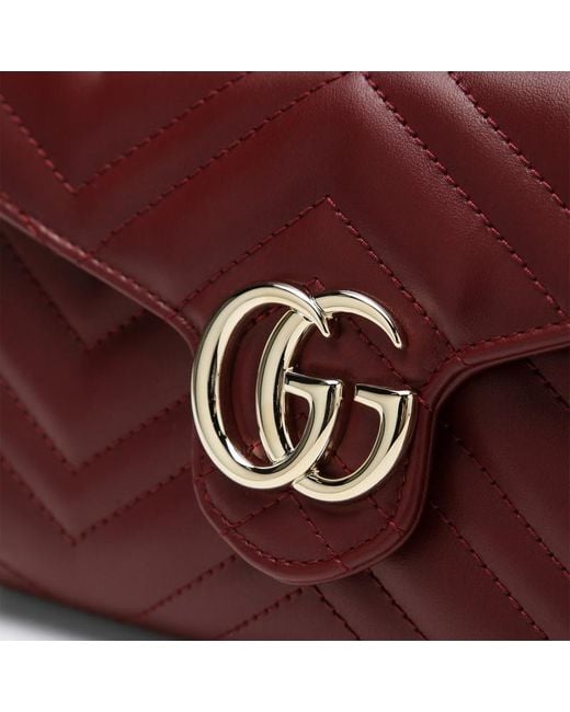 Gucci Red Gg Marmont Wallet Anchor With Chain