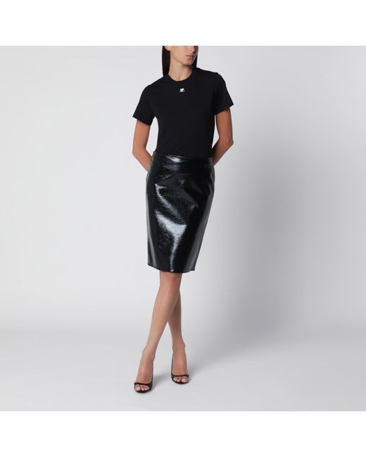 Courreges Black Ac Logo Cotton T-Shirt