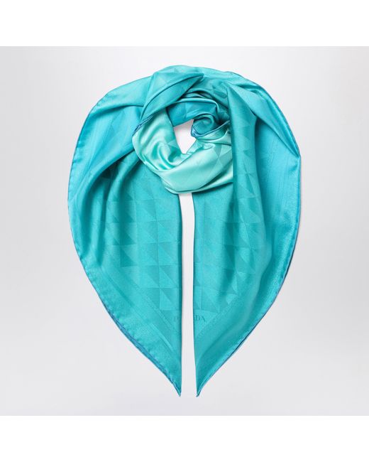 Prada Blue Printed Twill Foulard Style