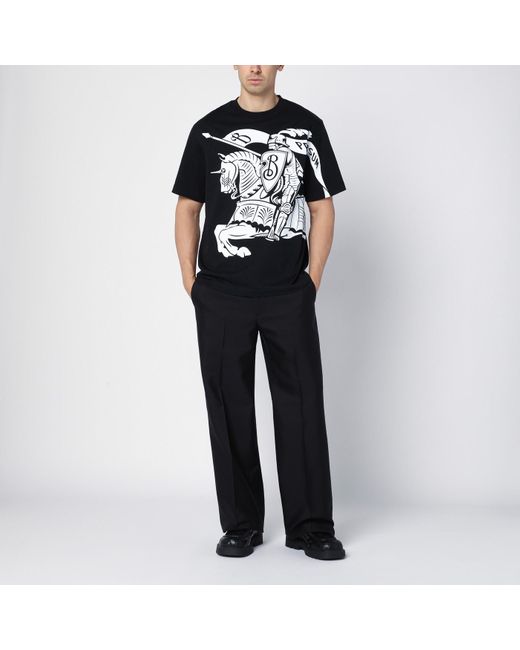 Burberry Black Cotton T-shirt With Ekd for men