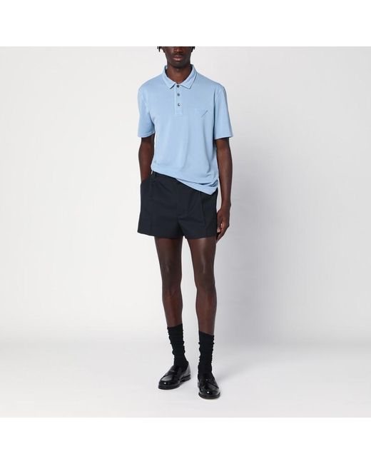 Prada Blue Light Piquet Polo Shirt for men
