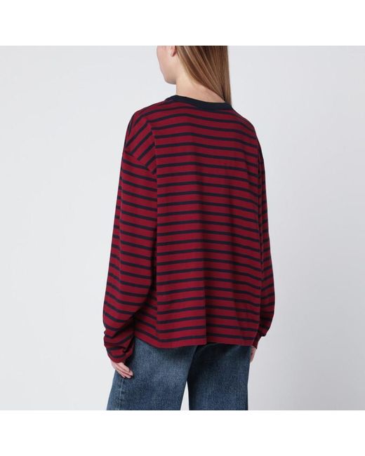 Prada Red Amaranth And Striped Long-Sleeve T-Shirt