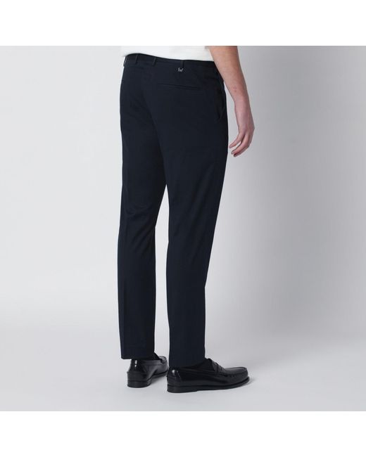 PT Torino Blue Slim Fit Cotton Blend Trousers for men