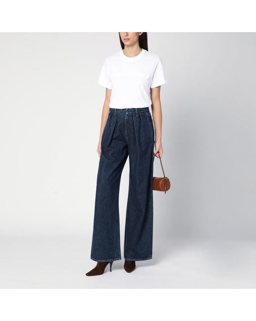 Citizens of Humanity Blue Dark Wide Jeans With Pleats