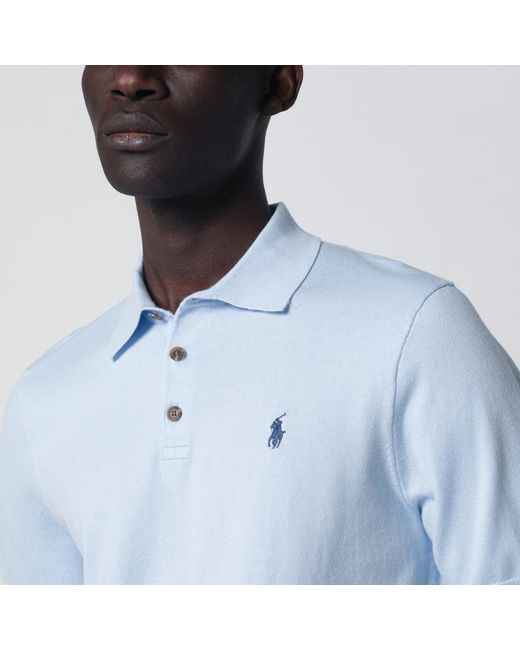 Polo Ralph Lauren Blue Cotton Knit Polo Shirt for men