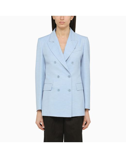 P.A.R.O.S.H. P.a.r.o.s.hlight Blue Satin Double Breasted Jacket