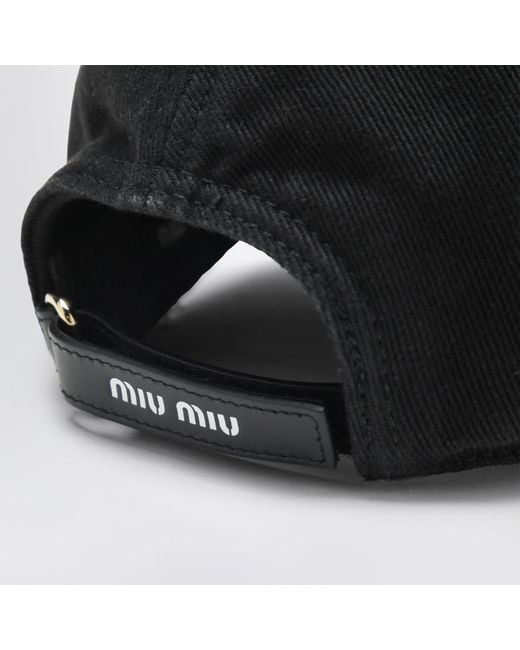 Cappello Da Baseball Nero di Miu Miu in Black