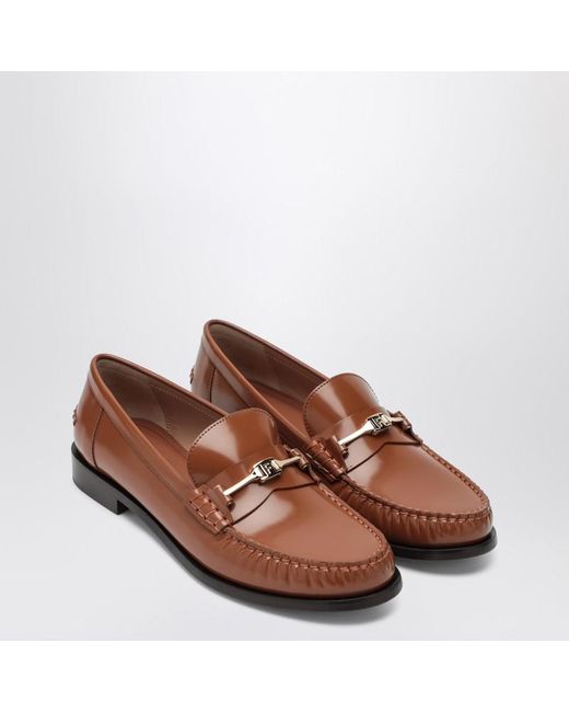 Ferragamo Brown Moccasin With Chain New Vara Colour Leather