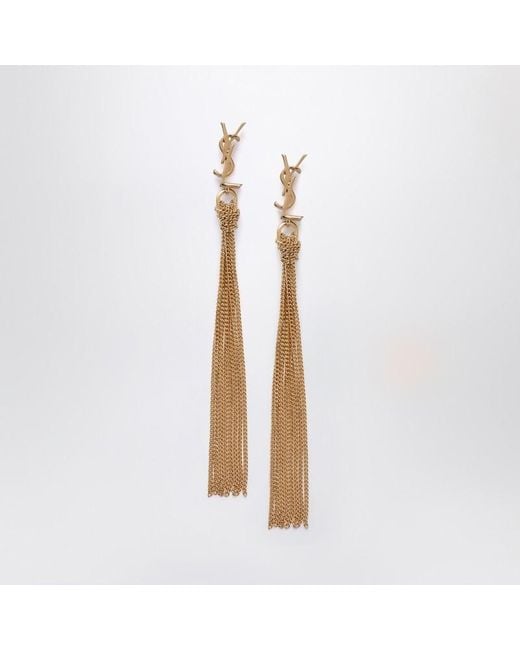 Orecchini pendenti cassandre oro di Saint Laurent in Metallic