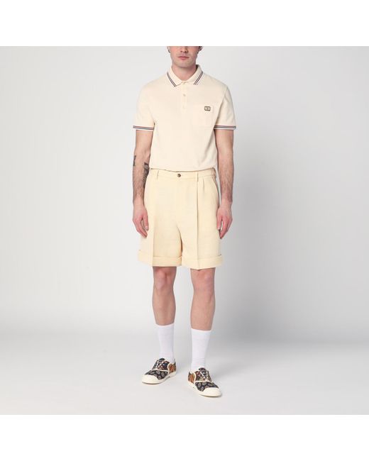 Valentino Natural Butter-Coloured Bermuda Shorts With Turn-Ups for men