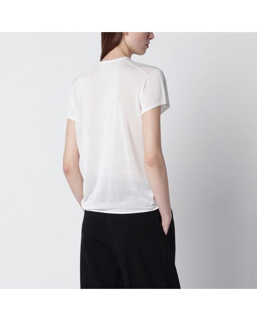 Totême White Ecru Silk Crêpe T-Shirt