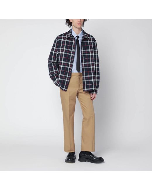 Gucci Natural Cotton Trousers With Web Detail for men