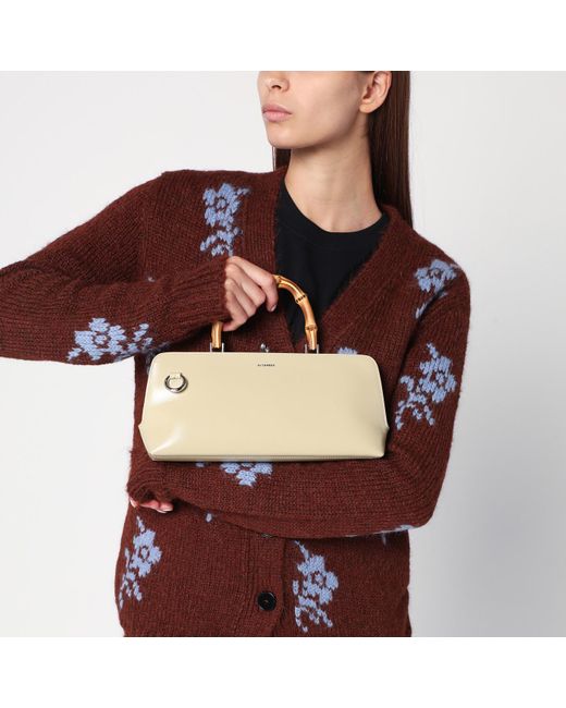 Jil Sander Natural Small Goji Bamboo Bag In Almond Colour