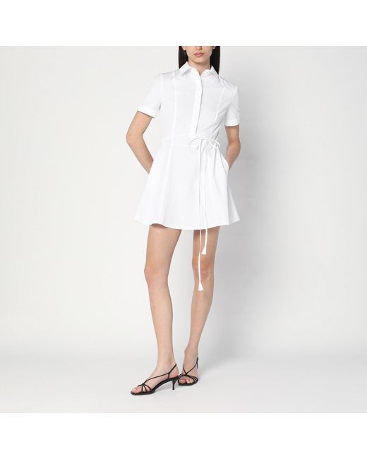 Gucci White Embossed Heavy Cotton Poplin Dress