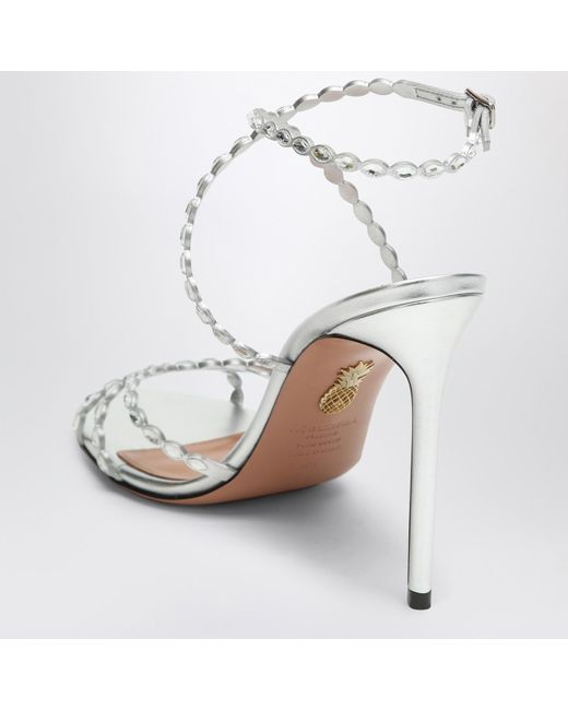 Aquazzura White Love Struck Sandals With Crystals