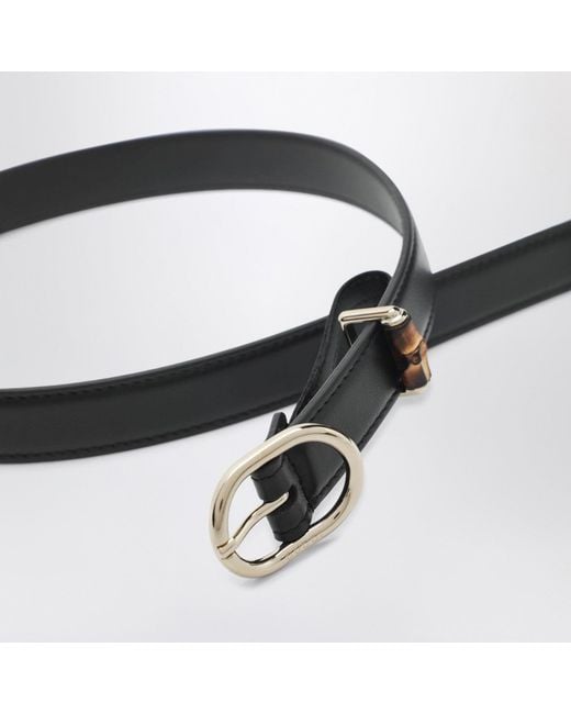Gucci Black Thin Belt With Oval Buckle