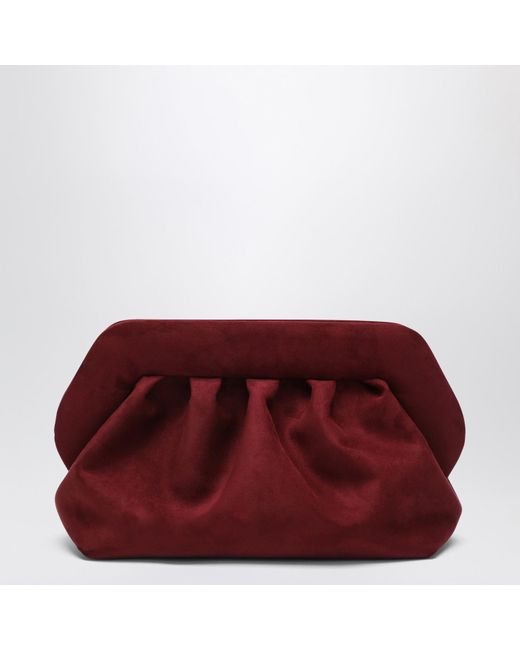 THEMOIRÈ Red Medium Bios Clutch Plum Suede Effect