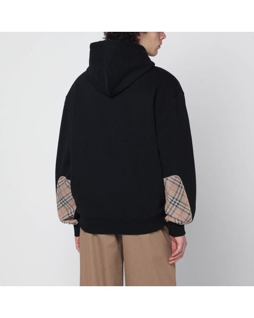 Burberry Black Sweatshirt With Checkpattern Inserts for men