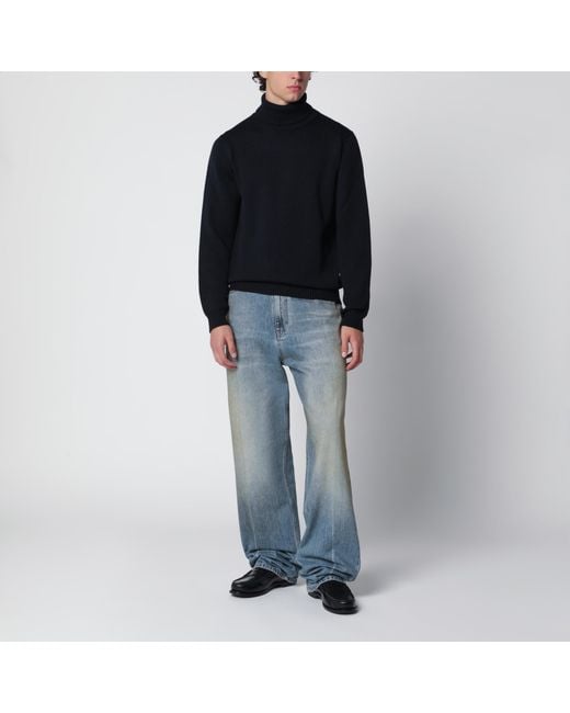 Roberto Collina Black Wool Turtleneck Sweater for men