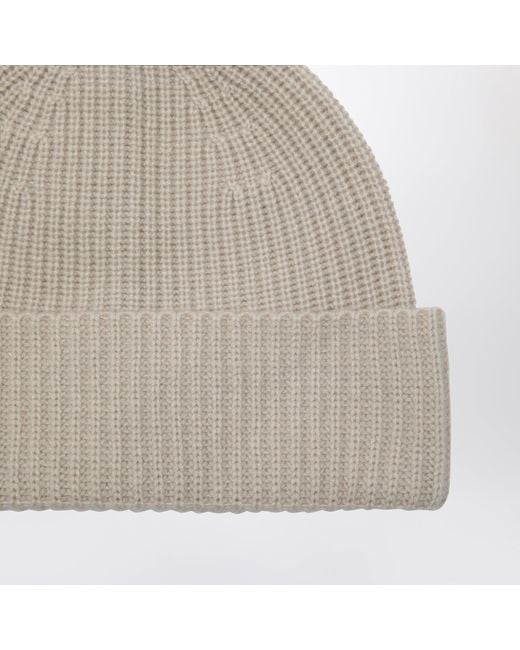 Loro Piana Gray Sergio Toffee Cream Cashmere Beanie for men