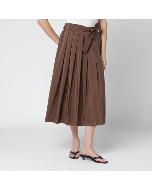 Weekend by Maxmara Brown Chocolate Taffeta Midi Skirt