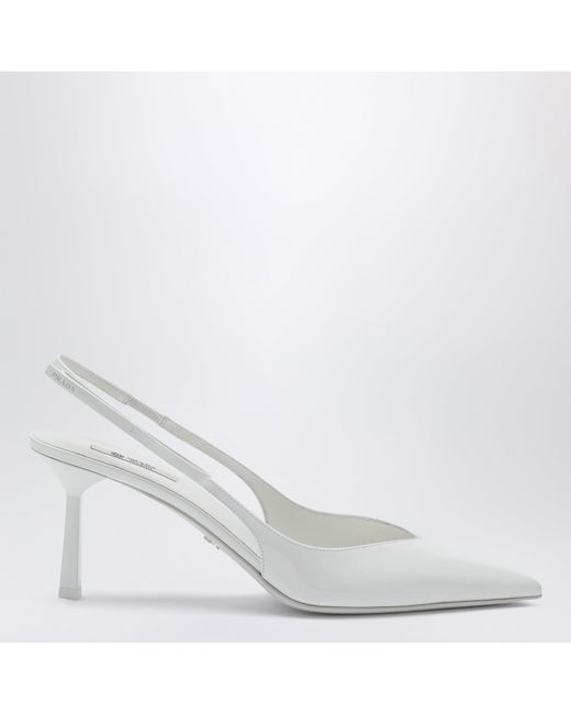 Prada White Leather Slingback Pumps