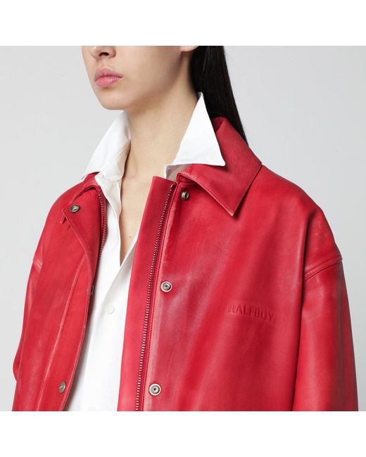 Halfboy Red Leather Parka
