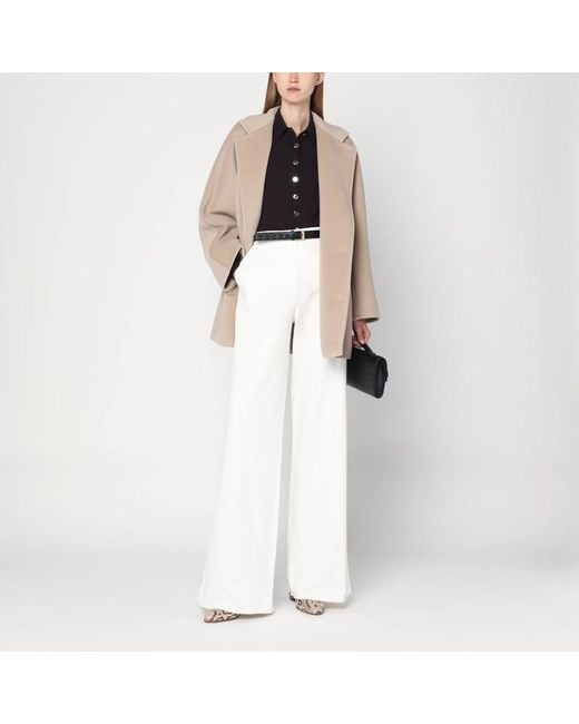 Max Mara Natural 101801 Icon Short Coat In Écru