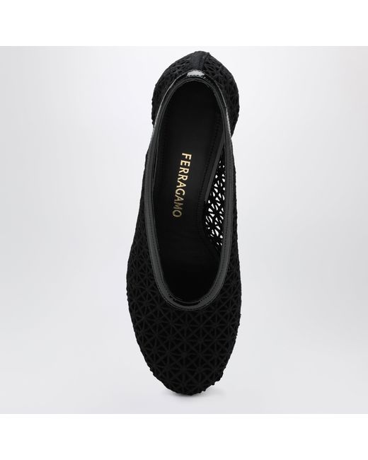 Ferragamo Black Macramé Pump
