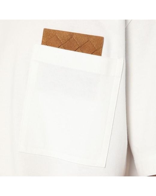 T-shirt bianca con dettaglio in intrecciato di Bottega Veneta in White da Uomo