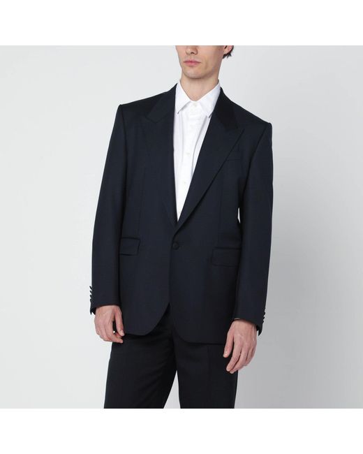 Dolce & Gabbana Blue Dark Wool Single-Breasted Jacket for men