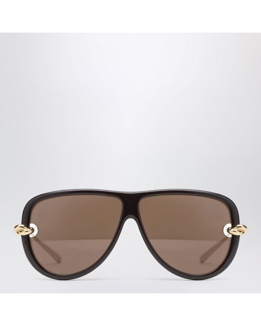 Bottega Veneta Brown Knot Aviator Sunglasses