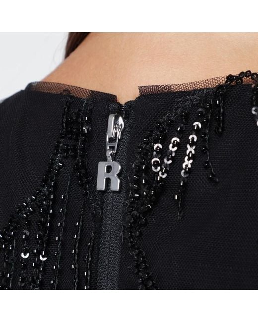 ROTATE BIRGER CHRISTENSEN Black Top With Beaded Fringes