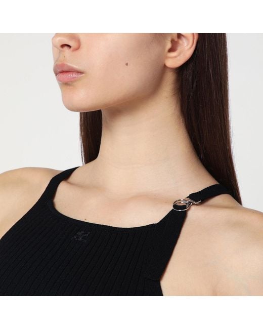 Courreges Black Ribbed Mini Dress