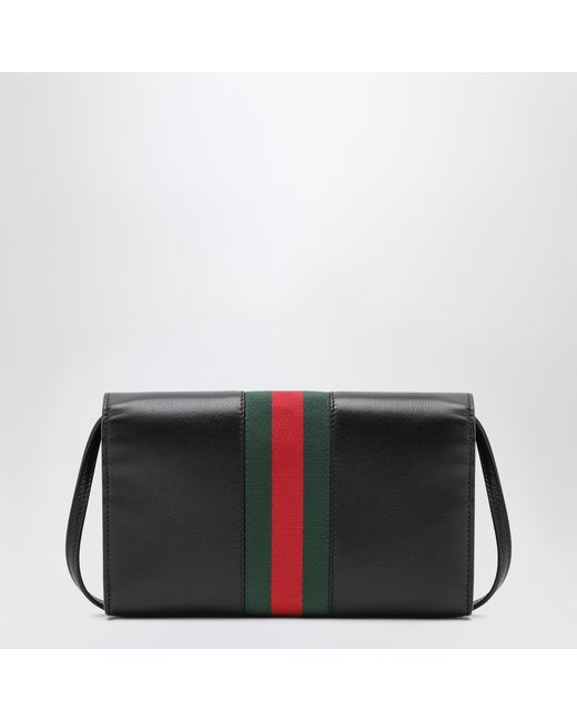 Gucci Black Horsebit Web Wallet With Strap