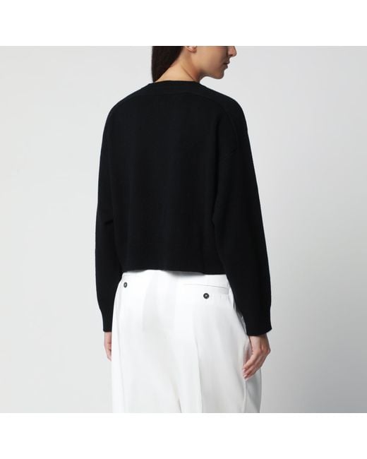 Loulou de Saison Black Cashmere V-Neck Sweater