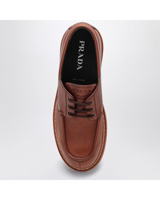 Prada Brown Laced Moccasins For for men
