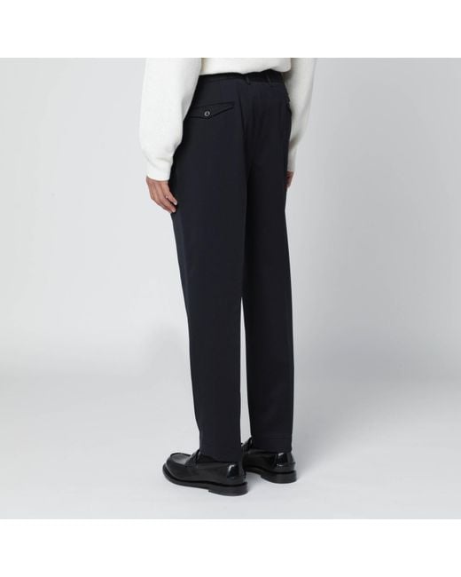 Santaniello Blue Wool Blend Trousers for men