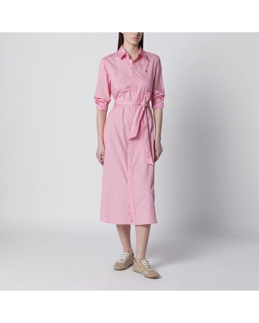 Polo Ralph Lauren Pink And Striped Shirt Dress